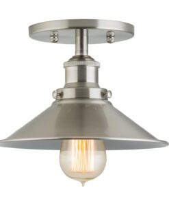Linea di Liara Andante Brushed Nickel Flush Mount Ceiling Light Fixture Farmhouse Rustic Flush Light Kitchen Lighting Bedroom Bathroom Hallway Light Fixtures Industrial Semi Flush Mount Lighting Fixture Only 17 61Vf2DS0P2L