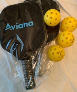 Pro Aviana Pickleball Paddle Set of 2 Durable Graphite Surface USAPA Approved Honeycomb Core Paddles with 4 Outdoor Balls 37 61VgNWFSRiL