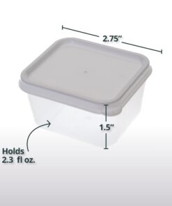 Greenco Mini Containers with Lids 20 Pack, 2 oz Containers with Lids - Small Plastic Storage Condiment Containers with Lids - Baby Food Containers, Snacks, Sauces, Candy - Freezer & Dishwasher Safe Square 31 61Vj910WEL