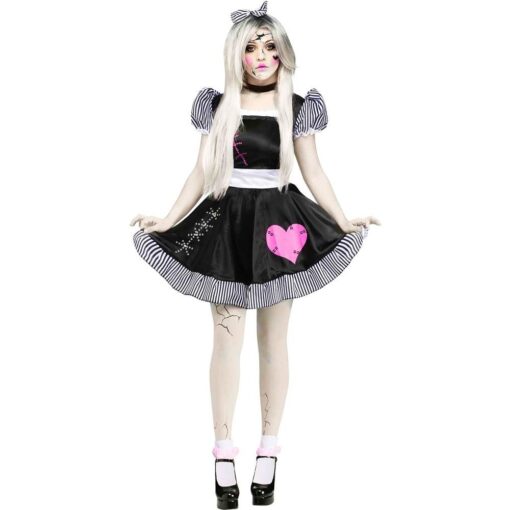 Fun World Costumes Women's Broken Doll Adult Costume Medium/Large Black/White