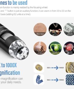 Wireless Digital Microscope, Skybasic 50X-1000X Magnification WiFi Portable Handheld Microscopes with Adjustable Stand HD USB Microscope Camera Compatible with iPhone Android iPad Windows Mac Computer Black 37 61VlGpcFFZL