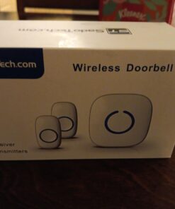 SadoTech Wireless Doorbells for Home, Apartments, Businesses, Classrooms, etc. - 2 Door Bell Ringer & 1 Plug-In Chime Receiver, Battery Operated, Easy-to-Use, Wireless Doorbell w/LED Flash, White 2 push buttons + 1 receiver 39 61VnnosPfgL 2