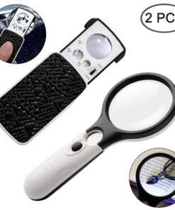 Jewelry Loupe Magnifier with UV LED Light, AFUNTA 30X 60X 90X Slide Out Pocket Magnifying Glass (Black & White) Black & White 10 61Voypc6LVL