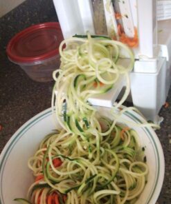 Paderno World Cuisine 4-Blade Folding Vegetable Slicer / Spiralizer Pro, Counter-Mounted and includes 4 Different Stainless Steel Blades Folding 4-Blade White 55 61VsPJ2ekNL