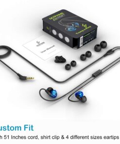 Rovking Over The Ear Earbuds for Running, Wrap Around Ear Wired Sports Headphones for Workout Exercise Jogging, Sweatproof in Ear Earphones Ear Buds with Mic for Cell Phones MP3 Laptop, Blue 24 61VtLCP2wHL