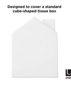 Umbra Casa Tissue Box Cover - Adorable House Shaped Square Tissue Box Holder for Bathroom, Bedroom or Office, White 33 61W111eRtoL