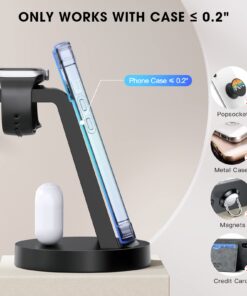 3 in 1 Charging Station for iPhone, Wireless Charger for iPhone 15 14 13 12 11 X Pro Max & Apple Watch - Charging Stand Dock for AirPods 3/2/1/Pro Black 26 61W74N1hS9L 1