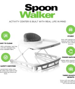 Joovy Spoon Baby Walker & Activity Center Featuring Three Adjustable Heights, Tough Luggage Grade Seat Material, and 30 lb Weight Capacity - JPMA Safety Certified (Charcoal) Charcoal 32 61W74nIj9vL 1