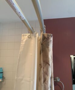Zenna Home NeverRust Aluminum Double Curved Tension Shower Curtain Rod, 50 to 72-Inch, Satin Nickel 42 61WFE6SAmPL