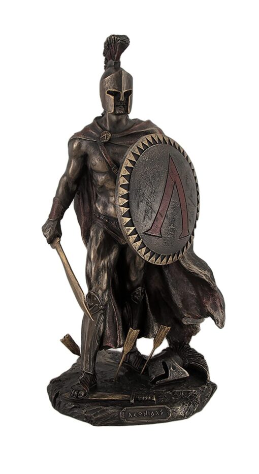 Veronese Designs Spartan King Leonidas with Sword and Shield Bronzed Statue - 10 Inch