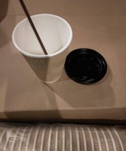 SPRINGPACK Disposable Paper Coffee Cups with Lids, 100 pack 12 oz Ripple Wall Insulated To Go Coffee Cups for Hot/Cold Beverage, Recyclable Takeaway Drinking Cups for Home Office Cafe Party 43 61WGaLxt08L