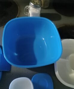 Bentgo® All-in-One Salad Container - Large Salad Bowl, Bento Box Tray, Leak-Proof Sauce Container, Airtight Lid, & Fork for Healthy Adult Lunches; BPA-Free & Dishwasher/Microwave Safe (Blue) Blue 41 61WHB0dfrLL