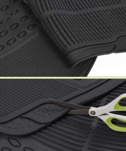 BDK M783 DuraChannel Heavy Duty Rubber Car Floor Mats Liner for Auto - All Weather 3 Piece Set Front & Rear, Fits Car Truck SUV Van, Universal Trim to Fit Black 34 61WHTWuxiGL