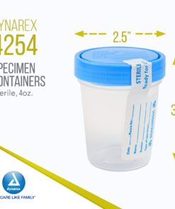 Alternative view of Dynarex Specimen Containers, 4 oz., Sterile, Bulk Packaged Specimen Cups with Clear Blue Lid, 1 Box of 100
