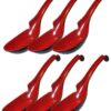 Happy Sales Melamine Soba, Rice Spoons, Chinese Won Ton Soup Spoon, Asian Red and Black, 6 Pack Notch & Hook Style