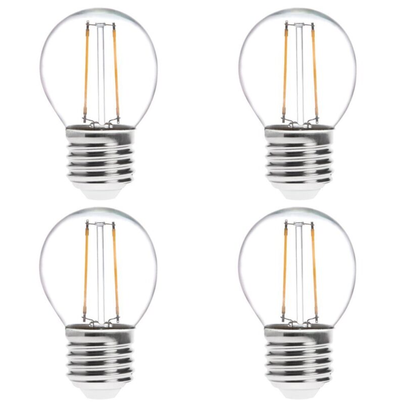 HERO-LED G16-DS-2W-WW27 Dimmable G14/G16 E26/E27 2W Edison Style LED Vintage Antique Filament Bulb, 25W Equivalent, Warm White 2700K, 4-Pack 2700k (Warm White)