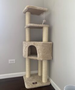 Majestic Pet Products 52 Inch Cat Tree Furniture Tower Condo House with Scratching Post, Multi-Level Activity Pet Tree (Beige Casita) Beige Casita 10 61WRqhK5JDL