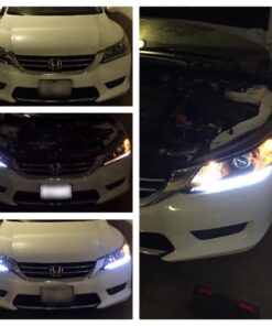 iJDMTOY Compatible With 2013-2015 Honda Accord Sedan, Set of Xenon White LED Even Illuminating Daytime Running Light Retrofit Kit, Fit Inside Parking Lamp Housing 49 61WUDb5CnL