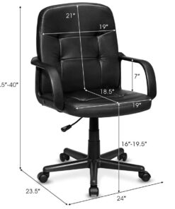 Giantex Executive Chair Mid Back Office W/Arms and Swivel Wheels, Ergonomic PU Leather for Home Office Use Computer Desk Task Chair 15 61WYyhvjEL