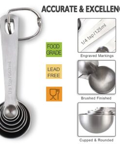 1Easylife 18/8 Stainless Steel Measuring Spoons, Set of 6 for Measuring Dry and Liquid Ingredients 32 61WbG43USNL