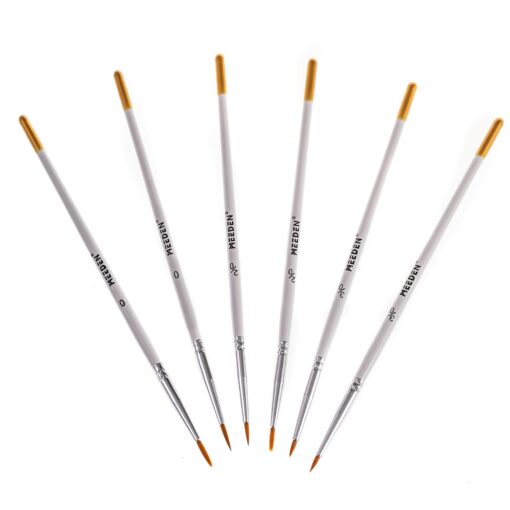 MEEDEN Miniature Detail Paint Brushes, 2/0 3/0 0 Small Fine Tip Paintbrush Set for Acrylic Watercolor Painting, Model Paint Brush for Craft, Nail 1 Pack