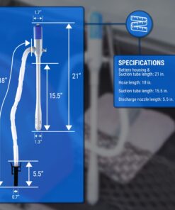 TERA PUMP TRHA03 Battery Powered Pump Water, Diesel, Gas Transfer Pump with Leak Prevention System (Auto Stop) & Buzzer, 2 AA Batteries (Not Included) at 9 Liters/Min - Drain Sinks, Tubs and more 21 61WhHA4hKgL