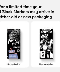 ARTISTRO Black Paint Pens for Rock Painting, Stone, Ceramic, Glass, Wood, Tire, Fabric, Metal, Canvas. Set of 5 Water Based Black Markers for Acrylic Painting Extra Fine Point Tip 5 Extra-Fine Black 24 61WhosggKnL