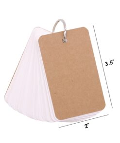 Koogel Index Cards,300 Pieces 2.2 x 3.5 Inches Flash Cards White Study Cards Note Cards Kraft Paper Cards Study Supplies with Binder Ring (50 Sheets per Set) 300 -white 17 61Wkiprm2JL