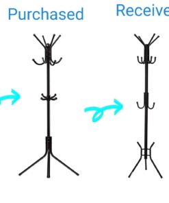 Free-Standing Coat Rack Metal Stand - Hall Tree Entry-Way Furniture Best for Hanging Up Jacket, Purse, Hand-Bag, Cloth, Hat, Winter Scarf Holder - Home or Office Floor Hanger 12-Hooks Organizer, Black 29 61Wlat9IVML