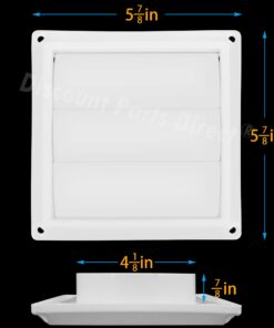 DPD Outdoor Dryer Vent Cover Cap 4'' Louvered Cover White Exterior Wall Vent Hood Outlet Airflow Vent 12 61WonZuK08L