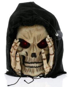 Scary Peepers Electronic Halloween Decoration - Realistic Peeping Tom Reaper with Light Up Eyes to Scare All Visitors - Easily Attaches to Any Window