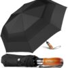 Lejorain 54inch Large Compact Golf Umbrella - Oversized Auto Open Close Folding Golf Umbrella Travel 210T Dupont Teflon Coated Vented Windproof Double Canopy for Women Men 01.Black 22 61WykYhWwvL