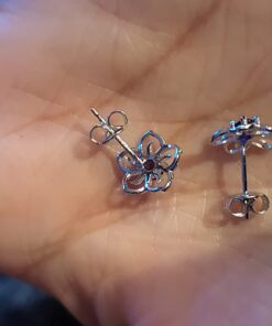 Amazon Collection Sterling Silver Sky Flower Stud Earrings Purple Amethyst 24 61WyujhbHvL