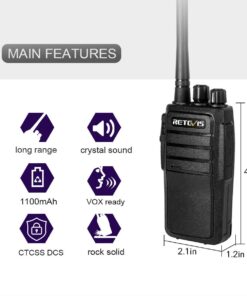 Case of 5,Retevis RT21 Walkie Talkies for Adults Long Range, Handfree Rugged Two Way Radio with Earpiece for Commercial Construction Warehouse Security 2 Way Radios Black 14 61X CAArUSL