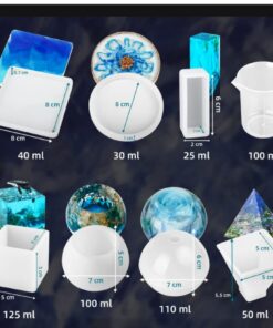 LET'S RESIN Resin Molds Silicone Kit for Beginners,7 PCS Large Epoxy Resin Molds Including Pyramid, Sphere,Cube, Rectangle,Candle Holder Resin Molds,Round/Square Coaster Molds for Resin Casting 33 61X1iIMnoDL