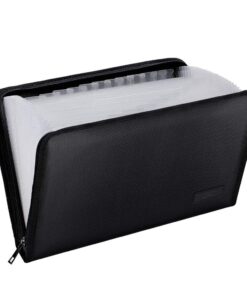 ENGPOW Expanding File Folder Important Document Organizer Fireproof Document Bag-A4 Size, 25 Pockets,Color Labels,Non-Itchy Silicone Coated Portable Filing Organizer Folder(14.3" x 9.8") Black,25 Pockets