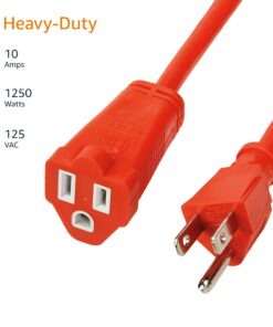 Amazon Basics 100-Foot 3-Prong Vinyl Indoor/Outdoor Extension Cord - 10 Amps, 1250 Watts, 125 VAC - Orange 100 ft 19 61X4lCwoOsL