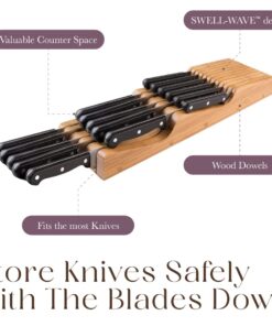 Bellemain 100% Pure Bamboo in Drawer Knife Block | Knife Drawer Organizer | Store Knives Safely with The Blades Down | Storage Solution for Your Kitchen | Knife Organizer Drawer Insert 32 61X60TbEOmL