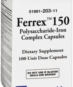 Ferrex 150 Polysaccharide Iron Complex Capsules by Breckenridge - 100 Ea 12 61XB1GaGDQL