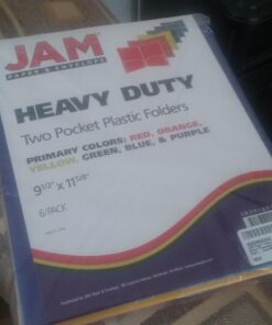JAM PAPER Heavy Duty Plastic 2 Pocket Extra Tough School Folders - Assorted Primary Colors - 6/Pack 23 61XEBFEkeML