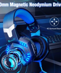 Alternative view of VersionTECH. G2000 Gaming Headset for PS5 PS4 Xbox One Controller,Bass Surround Noise Cancelling Mic, Over Ear Headphones with LED Lights for Mac Laptop Xbox Series X S Nintendo Switch NES PC Games