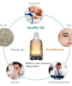 DOUDING Aroma Glass Diffuser for Essential Oil, Cool Mist Glass Humidifier with 7 LED Color Changing Light, Auto-Off Safety for Home Office Spa, 120ml(Black Base) Black Base 41 61XIYjakSvL