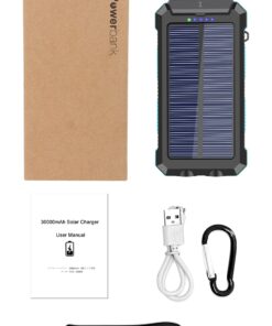 Power-Bank-Portable-Solar-Charger-30000mAh Battery Pack with Emergency LED Flashlight & 2x2.1A USB-A Output Ports Compatible with iPhone 14/13 Series, Samsung, and More, Perfect for Hiking, Camping Blue&Black 30 61XKLag9NDL 2