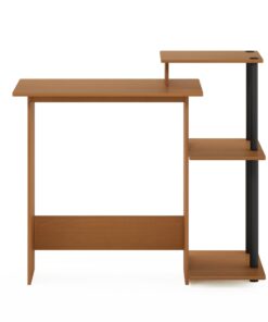 Furinno Efficient Home Laptop Notebook Computer Desk with Square Shelves, Light Cherry/Black Plastic Poles-Square Side 31 61XLcUur2BL