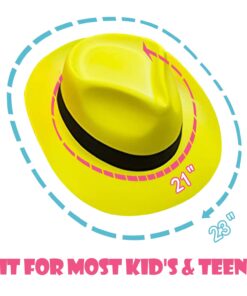 Novelty Place 12Pcs Neon Plastic Party Hats, Gangster Mafia Style for Kids and Adults in Birthday, Concerts, Music Party pack of 12 Multicolored 11 61XOIqjPP3L