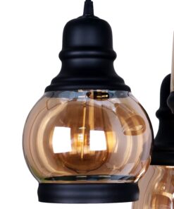 UNITARY Farmhouse Pendant Lights Kitchen Island, Kitchen Light Fixtures, Rustic Dining Room Light Fixture with 3 E26 Bulb Sockets, Black Metal and Glass Jar Chandelier, Ceiling Pendant Light Fixtures 28 61XPo2HMVzL