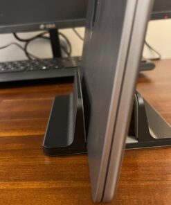 OMOTON [Updated Dock Version Vertical Laptop Stand, Double Desktop Stand Holder with Adjustable Dock (Up to 17.3 inch), Fits All MacBook/Surface/Samsung/HP/Dell/Chrome Book (Black) Black 37 61XUcxrBnIL