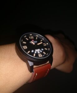 cofuo Mens Fashion Dress Analog Quartz Watch with Brown Leather Band Unique Big Face Number Retro Casual Wrist Watches Classic Business Waterproof Wristwatch Calendar Date Week - Black Brown 28 61XVn1HeWcL