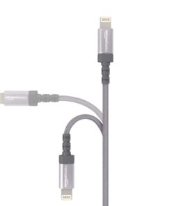 Amazon Basics Nylon Braided Lightning to USB A Cable, MFi Certified Apple iPhone Charger, Dark Gray, 3-Foot 3 Feet 1 28 61XVpqJRpZL