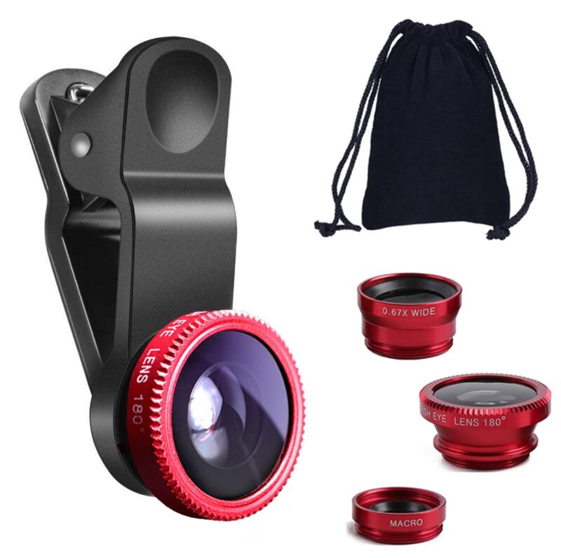 Catalog 6 KINGMAS 3 in 1 Universal Fish Eye & Macro Clip Camera Lens Kit for iPad iPhone 7 6 5 Samsung BlackBerry HTC and Most Smartphones (Red)